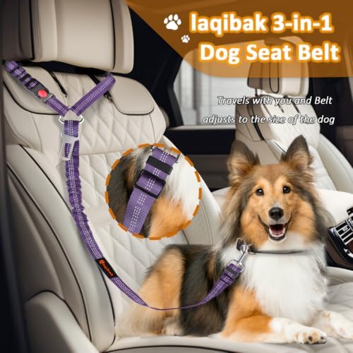 Laqibak Removable Dog Seat Belt Harness for Car, 3 in 1 Pet Seatbelt Leash