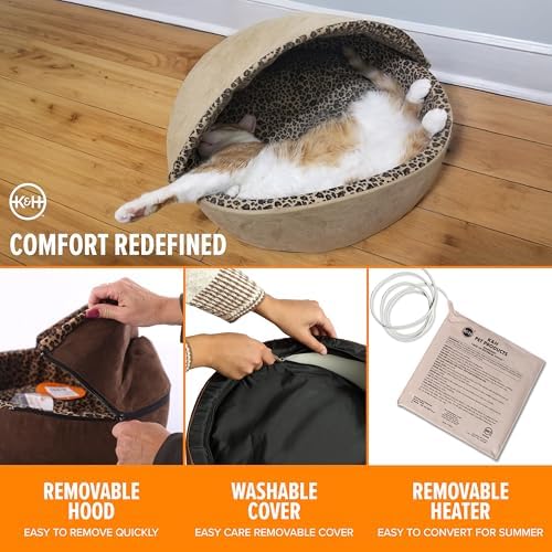 K&H Heated Cat Bed, Thermo-Kitty Bed Deluxe, Indoor, Safety Listed, 16in