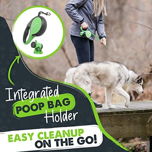 Mighty Paw 16' Retractable Dog Leash with Poop Bag Holder, Large Pets