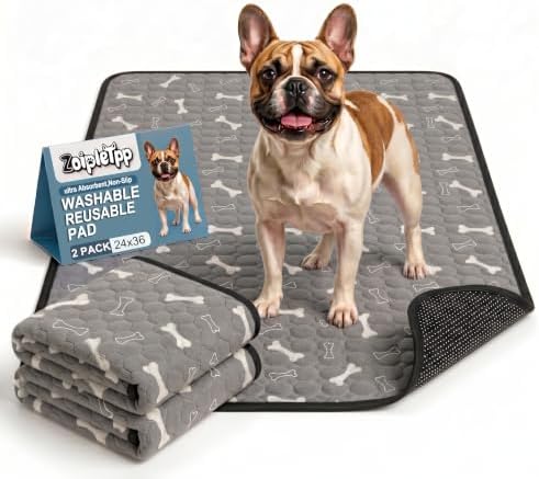 Washable & Reusable Pee Pads for Dogs (Blue Grey,24x36,2 Packs)