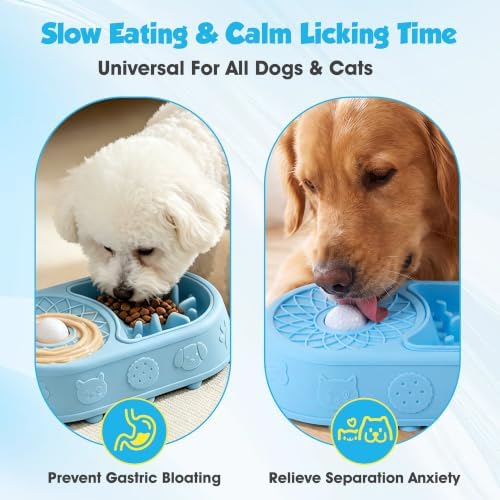 Slow Feeder Dog Bowls with Interactive Rolling Ball