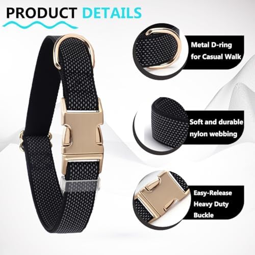 Reflective Dog Collar with Metal Buckle for Dogs Night Walking