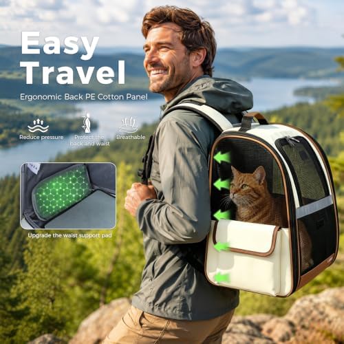 Lekereise Cat Backpack Carriers, Dog Carrier Backpacks with Breathable Mesh for Small Medium Cats Dogs Puppy Up to 18 Lbs, Pet Foldable Carrying Backpack Ventilated for Travel Hiking Collapsible