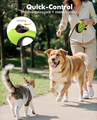 Pecute Heavy Duty Retractable Dog Leash 26ft for Large Dogs 33-110 LBS