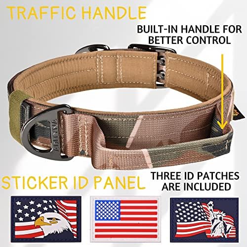 ADITYNA Heavy Duty Camo Dog Collar for Large Dogs with Traffic Handle