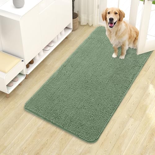 OLANLY Dog Door Mat for Muddy Paws 40x24, Super Absorbent Chenille Mud Mat