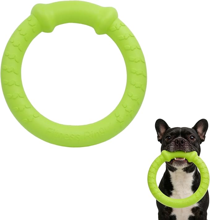 LaRoo Dog Chew Ring Toy for Small Dogs, Durable EVA Floating Puppy Teething Chew Toy, Interactive Tug of War Fetch Toy for Dental Cleaning & Outdoor Play (Green)