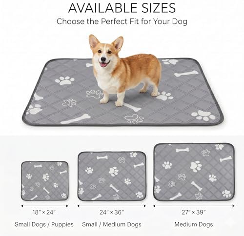 Washable & Reusable Pee Pads for Dogs (Light Grey,27x39,2 Packs)