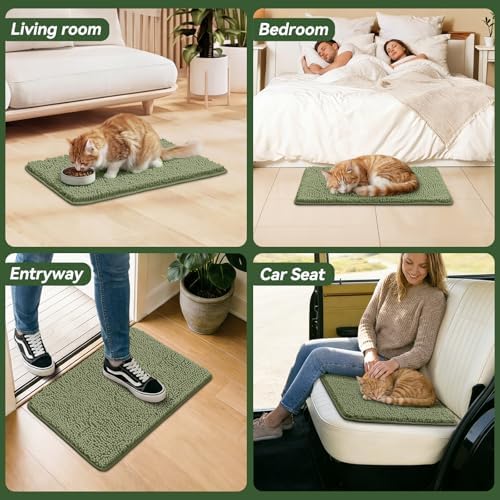 Bcoimo Super Absorbent Cat Door Mat, 24"*17" Anti Slip Mat for Muddy Paws