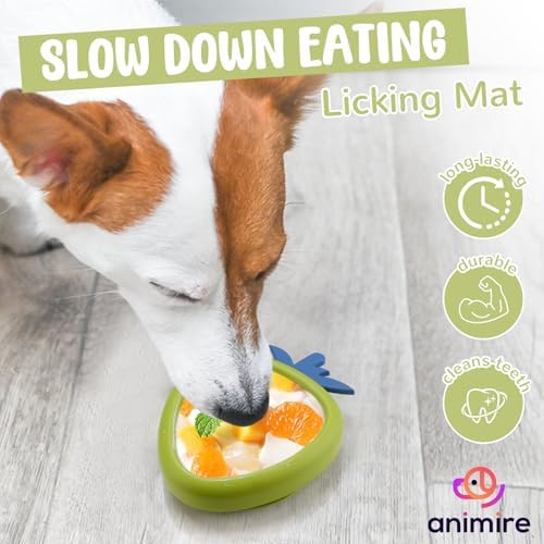 Freeze Dog Lick Bowl, Animire Non-Slip Slow Feeder Lick Mat for Dogs, Silicone Dog Enrichment Bowl for Distraction Anxiety Relief Boredom, BPA Free, Dishwasher Safe(Green,S)