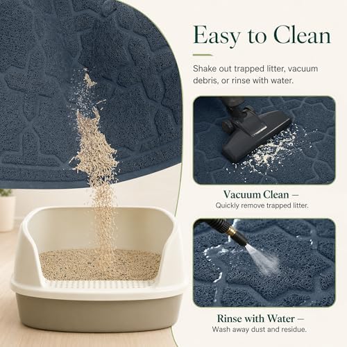 Yimobra Cat Litter Mat, Waterproof Litter Trap Mat, 35.4x23.6, Dark Blue