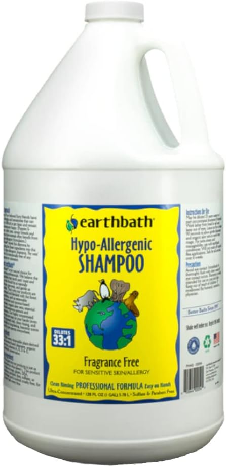 earthbath, Hypoallergenic Dog Shampoo - Fragrance Free Dog Shampoo for Allergies and Itching, Made in USA, Cruelty Free Dog Wash, Gentle Puppy Shampoo, Soothing Cat Shampoo - 128 Oz (1 Pack) | Fragrance Free Dog Shampoo for Allergies and Itching