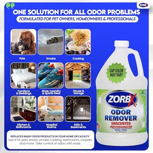 ZORBX Unscented Odor Remover 128 Oz Refill, Hospital-Grade Formula