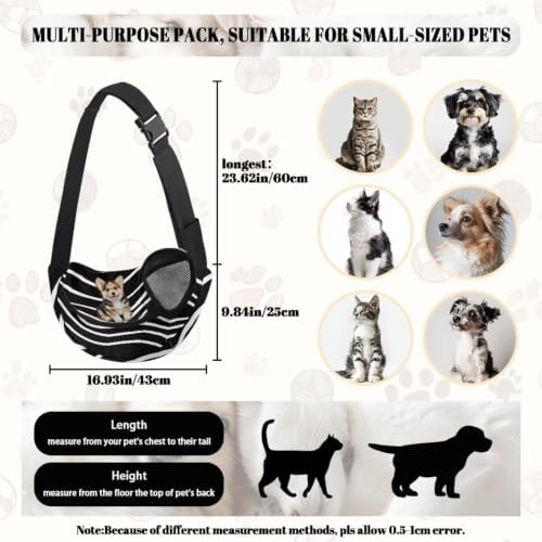 COEQINE Black Stripe Corgi Dog Sling Carrier for Small Dogs Purse