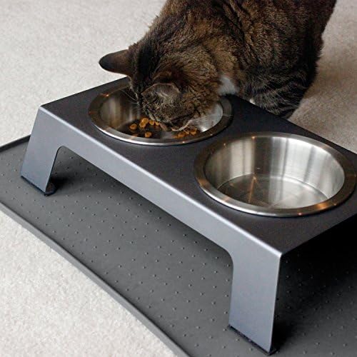 PetFusion Elevated Dog Bowls, Cat Bowls -- Premium Anodized Aluminum Feeder (Short 4"). Us Food Grade Stainless Steel Raised Bowls,Metallic Gray