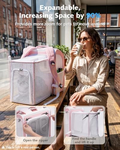 Pecute Cat Backpack Carrier,Large Space Cat Bubble Backpack,Ergonomic,Pink