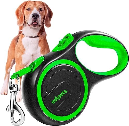 Retractable Extendable Dog Leash, 3, 5 and 8 Metres, Flexible Tape for Training and Walking, with Lock and Brake, Design and Comfortable Grip (8 Metres, Green)