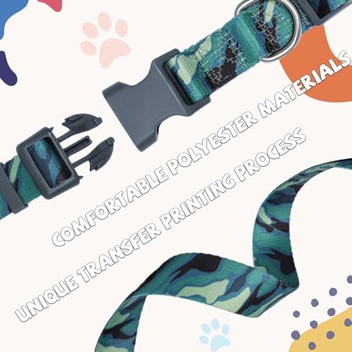 Print Patterned Dog Collar Leash Set for Medium Dogs