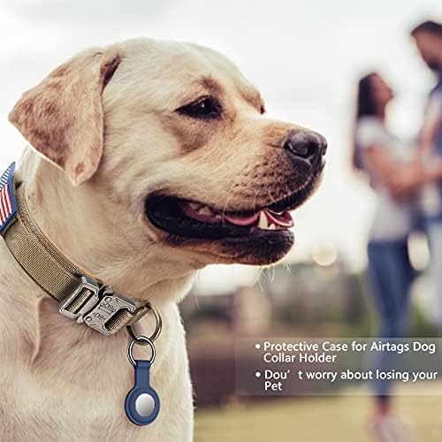 DAGANXI Tactical Dog Collar Leash Set, Adjustable Military Training Nylon Dog Collar with Controll Handle and Heavy Metal Buckle for Medium and Large Dogs，with Patches and Airtags Case (XL, Brown-SET)