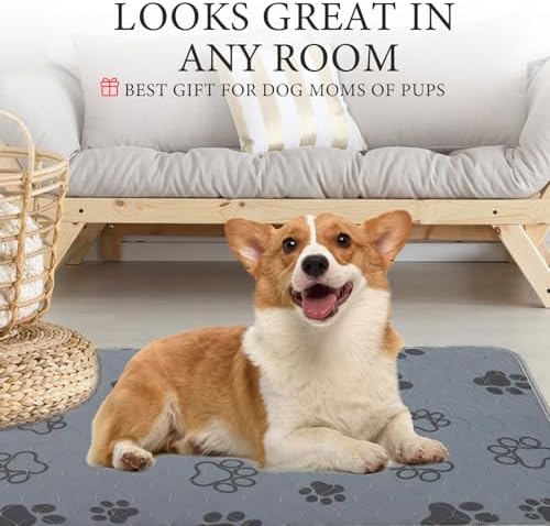 Homimp Washable Pee Pads for Dogs,4 Pack Reusable Puppy Pads,Absorbent and Leakproof Dog Pee Pads,Non Slip Puppy Training Pads,Pet Mat for Floor,Crate,Couch,Whelping,Grey 24"x36"