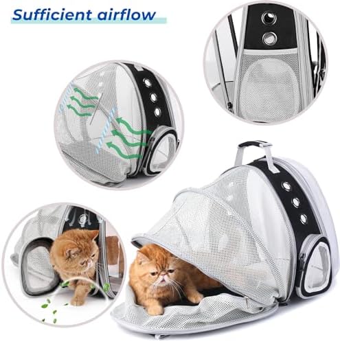 Lollimeow Cat Carrier Backpack, Expandable Bubble Pet Carrier for Cats and Small Dogs, Airline Approved Travel Backpack for Hiking, Walking & Outdoor Adventures - Supports up to 14 lbs