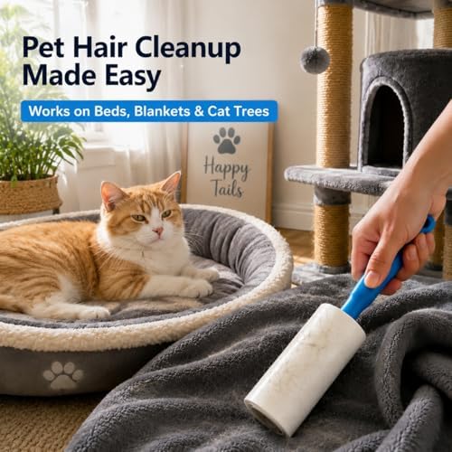 Pet Hair Remover Roller, Extra Sticky, 5 Rolls 450 Sheets, Dust Cover