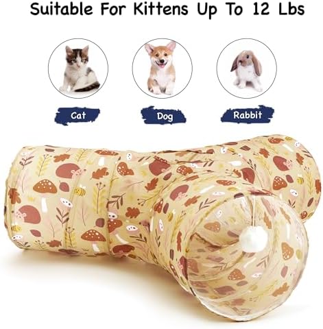 Tempcore Cat Tunnel, 3-Way Collapsible Toy for Indoor Cats, Hedgehog