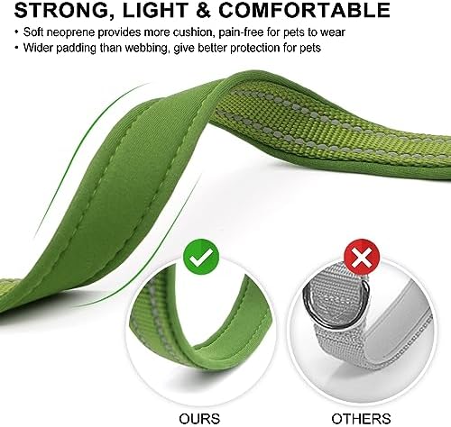 azuza Reflective Dog Collar, Neoprene Padded Small Dog Collar, Army Green S