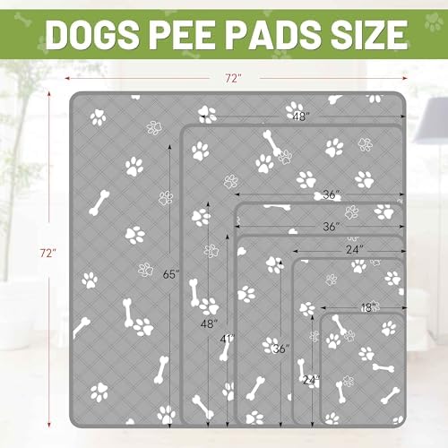 PatiencET Washable Pee Pad for Dogs, 72" x 72" Extra Large, Reusable Non-Slip Waterproof Playpen & Whelping Pad, Super Absorbent Floor Protector for Large Dogs & Multi-Pet Homes