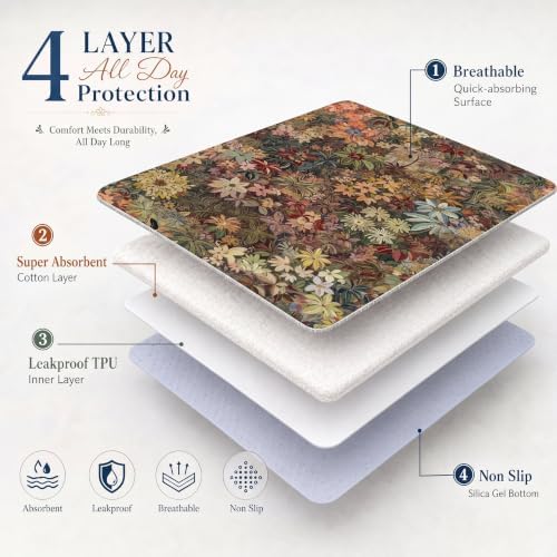 Washable Pee Pads for Dogs,Super Absorbent Reusable Puppy Potty Training Pads,Waterproof,Leak-Proof & Non-Slip Potty Pads for Floor,Whelping,Crates,Bed(Forest Bloom, 72"x72")