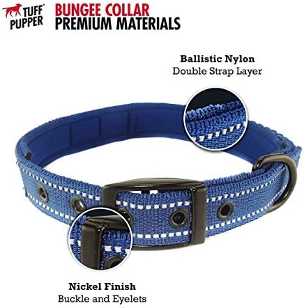 Tuff Pupper Heavy Duty Dog Collar with Handle | Ballistic Nylon Heavy Duty Collar | Padded Reflective Dog Collar with Adjustable Stainless Steel Hardware | Convenient Sizing for All Breeds