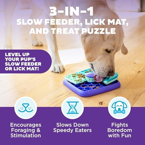 Outward Hound Nina Ottosson Lick N' Flip 3-in-1 Dog Toy Treat Puzzle, 7.4"