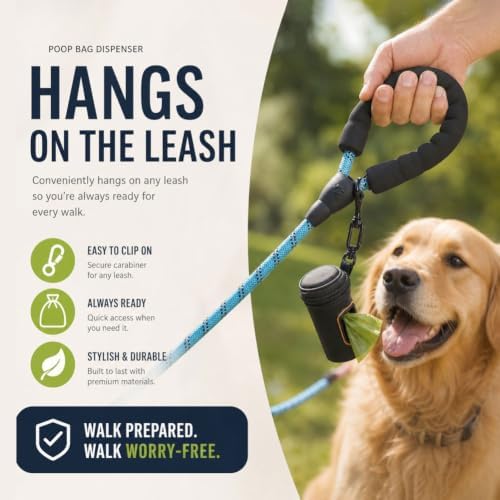 Microfiber Leather Dog Poop Bag Holder with 360 Degree Rotation Clip