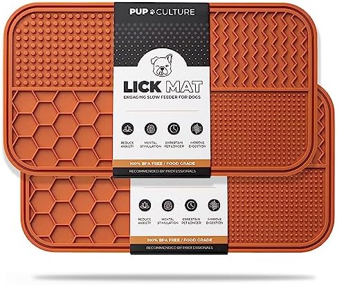 Pup Culture Dog Lick Mat for Dogs (2 Pack), Feeding Pad for Anxious Pets Plus 4 Different Puzzles for Mental Stimulation for Dogs - Supports Mental, Dental, and Digestive Health - Heavy Duty
