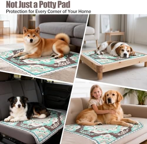 Washable Dog Pee Pads 2-Pack, 31.5" x 31.5" Reusable Puppy Training Pads with Non-Slip Backing, 4-Layer Super Absorbent Whelping Mat for Playpens, Furniture & Crate