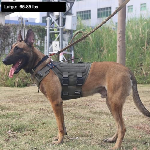 ICEFANG No Pull Tactical Dog Harness for Large Dogs,Adjustable Dog Vest