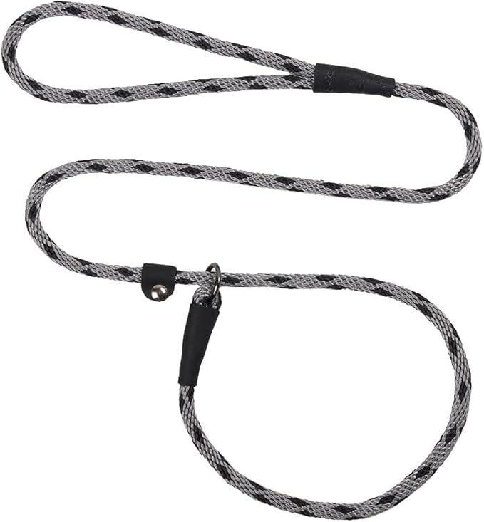 Mendota Pet Slip Leash - Dog Lead and Collar Combo - Made in The USA - Black Ice Silver, 1/2 in x 6 ft - for Large Breeds
