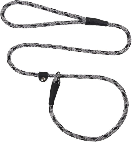 Mendota Pet Slip Leash - Dog Lead and Collar Combo - Made in The USA - Black Ice Silver, 1/2 in x 6 ft - for Large Breeds