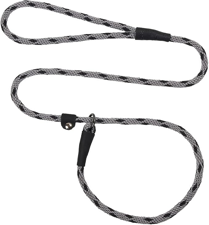 Mendota Pet Slip Leash - Dog Lead and Collar Combo - Made in The USA - Black Ice Silver, 3/8 in x 6 ft - for Small/Medium Breeds