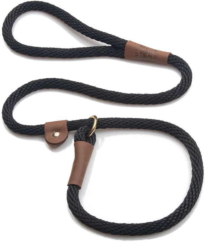 Mendota Pet Slip Leash - Dog Lead and Collar Combo - Made in The USA - for Large Breeds - Black, 1/2 in x 6 ft