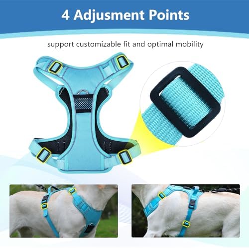 Dog Harness, Upgraded Escape Proof Adjustable Vest Puppy Outdoor Walking, Soft Breathable Jacket with Reflective Strips for Dark Night 559 (Blue, L)