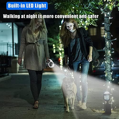 16 ft Retractable Dog Leash with Flashlight & Poop Bag Dispenser