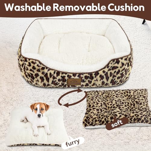 Zerbuger 25in Leopard Rectangle Cat Dog Bed Machine Washable Sleeping Sofa