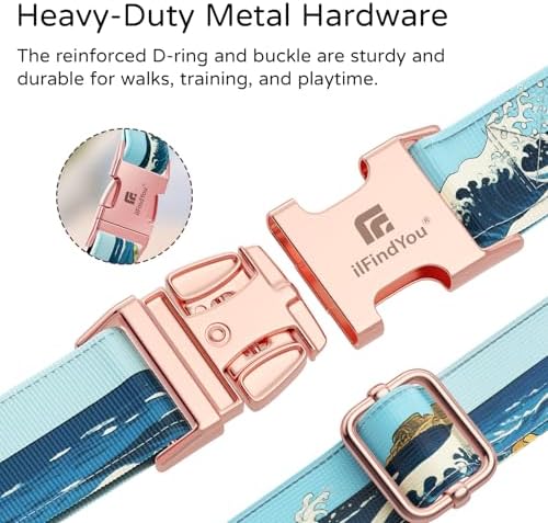 Reflective Dog Collar for Small Dogs, Artistic Design Wave-S