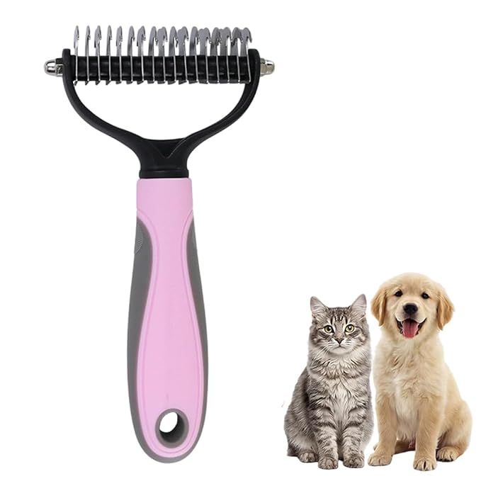 Dematting Comb for Dogs and Cats, 2026 Upgraded Pet Pro Tool Grooming, Dual-Sided Deshedding and Dematting Brush, Ergonomic Pet Grooming Brush, Gentle Pet Hair Remover Comb