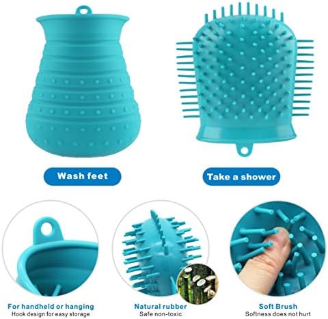 Idepet Dog Paw Cleaner Cup with Towel Pet Foot Washer Protable Dog Cleaning Brush for Puppy Cats Massage Grooming Dirty Claws(Blue)
