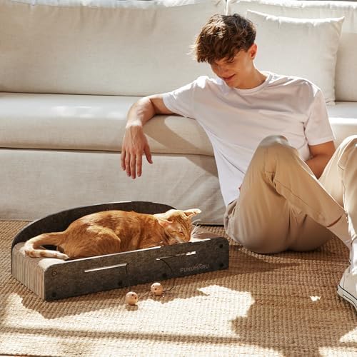 FUKUMARU Large Cat Scratcher Bed, 26 Inch Cat Scratching Bed Sofa Indoor