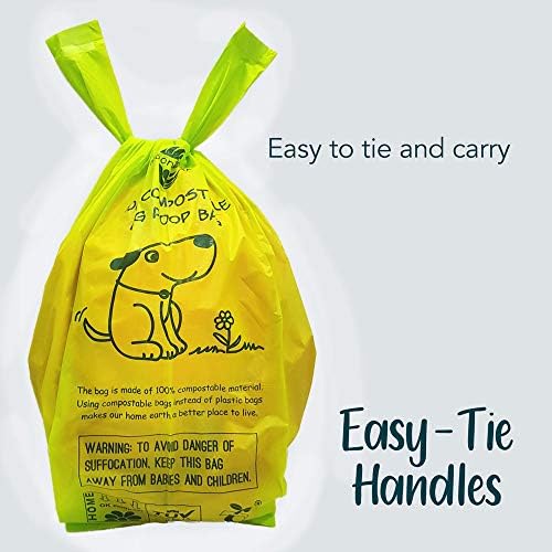 Dog Poop Bag with Handles, Compostable Pet Waste Bags, Easy-Tie, Vegetable-Based Eco-Friendly, Unscented, Extra Thick, Leak Proof, Fits for Dogs and Cat Scoops, 240 Refill Bags, bulk pack