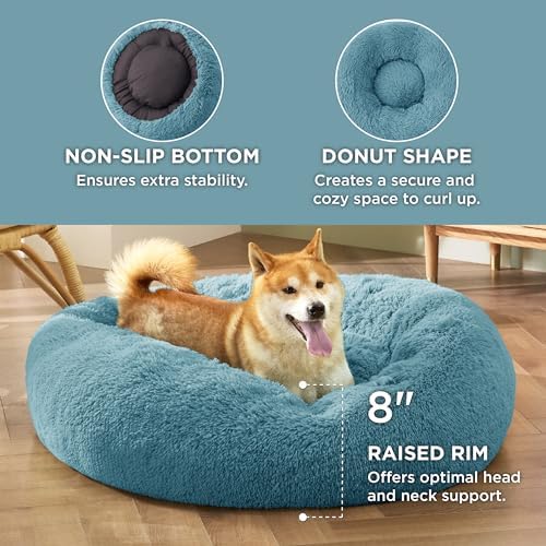 Bedsure Calming Dog Bed Medium Size Dog Donut Washable Pet Bed,30ins