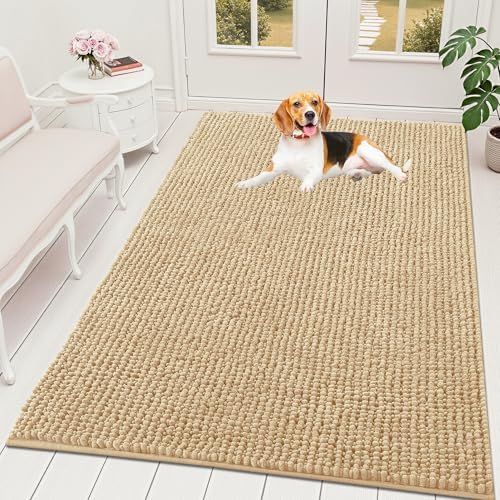 OLANLY Dog Door Mat for Muddy Paws 70x46, Extra Absorbent Chenille Mud Mat